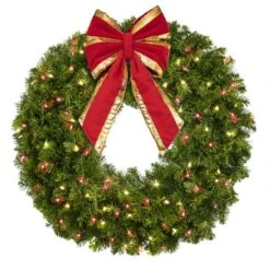 36" Lit Warm White And Red Deluxe Oregon Fir Wreath - Bow Option Available 7 36" Lit Warm White And Red Deluxe Oregon Fir Wreath - Bow Option Available -The King Of Christmas w 36 dofl wwr b vb 12 rgt