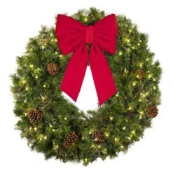 36" Lit Warm White Deluxe Mixed Pine Wreath - Bow Option Available 8 36" Lit Warm White Deluxe Mixed Pine Wreath - Bow Option Available -The King Of Christmas w 36 mpl t ww b vb 12 r