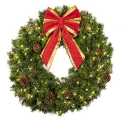 36" Lit Warm White Deluxe Mixed Pine Wreath - Bow Option Available 7 36" Lit Warm White Deluxe Mixed Pine Wreath - Bow Option Available -The King Of Christmas w 36 mpl t ww b vb 12 rgt