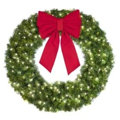 48" Lit Pure White Deluxe Oregon Fir Wreath - Bow Option Available 7 48" Lit Pure White Deluxe Oregon Fir Wreath - Bow Option Available -The King Of Christmas w 48 dofl 6 pw b vb 18 r
