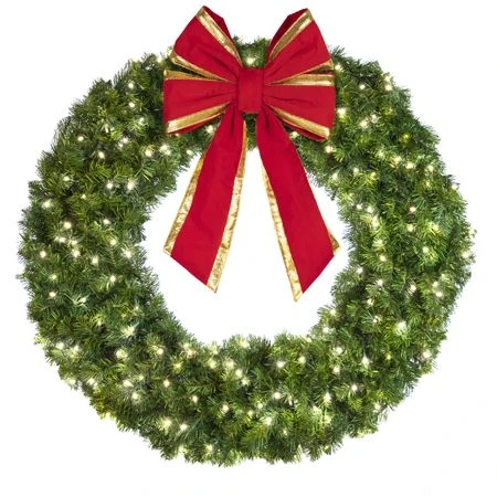 48" Lit Pure White Deluxe Oregon Fir Wreath - Bow Option Available 2 48" Lit Pure White Deluxe Oregon Fir Wreath - Bow Option Available - Image 2