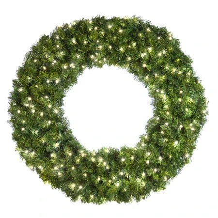 48" Lit Pure White Deluxe Oregon Fir Wreath - Bow Option Available 1 48" Lit Pure White Deluxe Oregon Fir Wreath - Bow Option Available