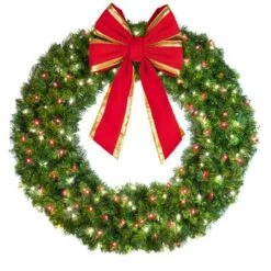 48" Lit Pure White And Red Deluxe Oregon Fir Wreath - Bow Option Available 5 48" Lit Pure White And Red Deluxe Oregon Fir Wreath - Bow Option Available -The King Of Christmas w 48 dofl 6 pwr b vb 18 rgt