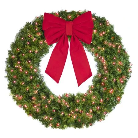 48" Lit Red Deluxe Oregon Fir Wreath - Bow Option Available 3 48" Lit Red Deluxe Oregon Fir Wreath - Bow Option Available - Image 3