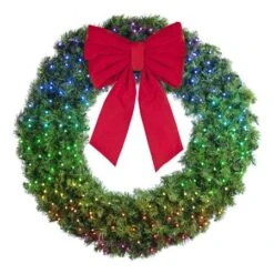 36" Twinkly Pro RGBW Deluxe Oregon Fir Wreath - Bow Option Available -The King Of Christmas w 48 dofl 6 twkprgbw b vb 18 r 3