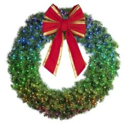 36" Twinkly Pro RGBW Deluxe Oregon Fir Wreath - Bow Option Available -The King Of Christmas w 48 dofl 6 twkprgbw b vb 18 rgt 3