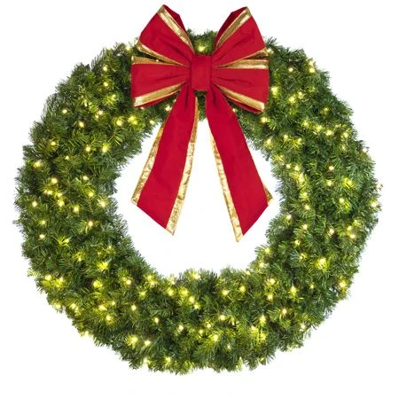 48" Lit Warm White Deluxe Oregon Fir Wreath - Bow Option Available 2 48" Lit Warm White Deluxe Oregon Fir Wreath - Bow Option Available - Image 2