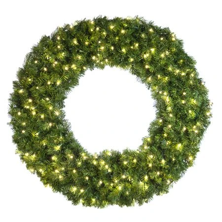 48" Lit Warm White Deluxe Oregon Fir Wreath - Bow Option Available 1 48" Lit Warm White Deluxe Oregon Fir Wreath - Bow Option Available