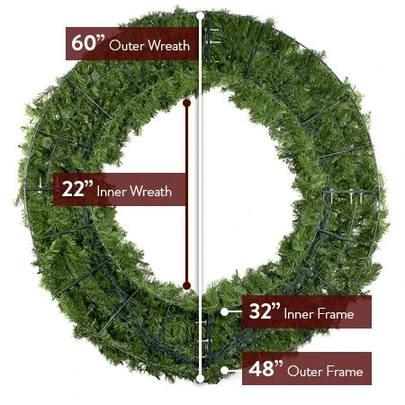 60" Lit Warm White And Red Deluxe Oregon Fir Wreath - Bow Option Available 4 60" Lit Warm White And Red Deluxe Oregon Fir Wreath - Bow Option Available - Image 4