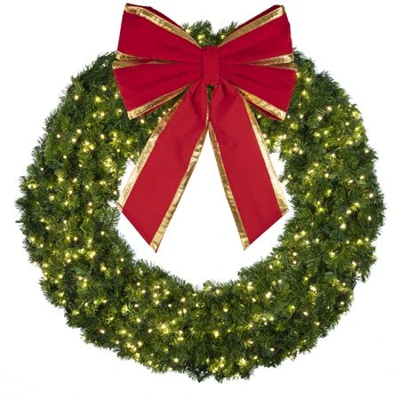 60" Lit Warm White Deluxe Oregon Fir Wreath - Bow Option Available 2 60" Lit Warm White Deluxe Oregon Fir Wreath - Bow Option Available - Image 2