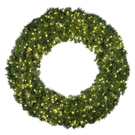 60" Lit Warm White Deluxe Oregon Fir Wreath - Bow Option Available 1 60" Lit Warm White Deluxe Oregon Fir Wreath - Bow Option Available