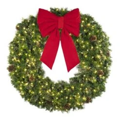 72" Deluxe Mixed Pine Wreath, Lit - Bow Option Available -The King Of Christmas w 60 mpl t6 ww b vb 24 r