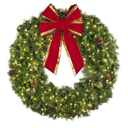 48" Deluxe Mixed Pine Wreath, Lit - Bow Option Available 3 48" Deluxe Mixed Pine Wreath, Lit - Bow Option Available - Image 3