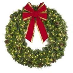 60" Lit Warm White Deluxe Mixed Pine Wreath - Bow Option Available 7 60" Lit Warm White Deluxe Mixed Pine Wreath - Bow Option Available -The King Of Christmas w 60 mpl t6 ww b vb 24 rgt 3
