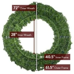 72" Lit Red Deluxe Oregon Fir Wreath - Bow Option Available -The King Of Christmas w 72 dof 6 back diagram 1 1 1