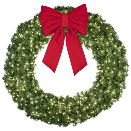 72" Lit Pure White Deluxe Oregon Fir Wreath - Bow Option Available 3 72" Lit Pure White Deluxe Oregon Fir Wreath - Bow Option Available - Image 3