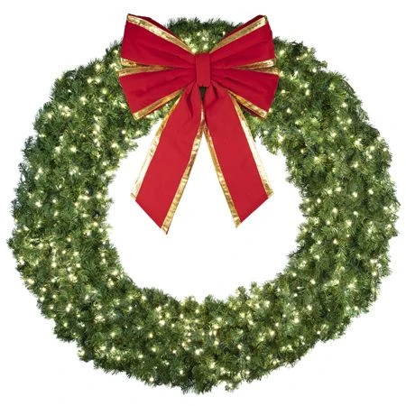 72" Lit Pure White Deluxe Oregon Fir Wreath - Bow Option Available 2 72" Lit Pure White Deluxe Oregon Fir Wreath - Bow Option Available - Image 2