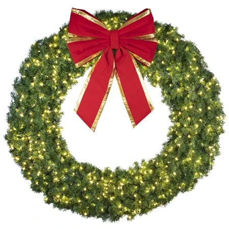 72" Lit Warm White Deluxe Oregon Fir Wreath - Bow Option Available 2 72" Lit Warm White Deluxe Oregon Fir Wreath - Bow Option Available - Image 2