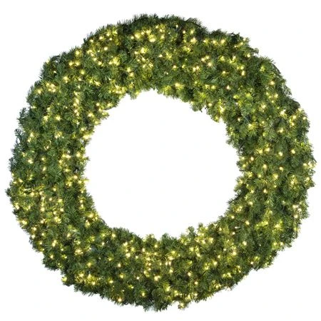 72" Lit Warm White Deluxe Oregon Fir Wreath - Bow Option Available 1 72" Lit Warm White Deluxe Oregon Fir Wreath - Bow Option Available