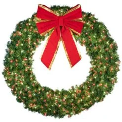 72" Lit Pure White And Red Deluxe Oregon Fir Wreath - Bow Option Available 5 72" Lit Pure White And Red Deluxe Oregon Fir Wreath - Bow Option Available -The King Of Christmas w 72 dofl 6 wwr b vb 24 rgt 1