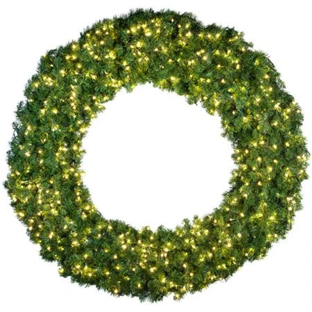 84" Lit Warm White Deluxe Oregon Fir Wreath - Bow Option Available 1 84" Lit Warm White Deluxe Oregon Fir Wreath - Bow Option Available