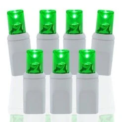 70 Light Green 5 Mm Wide Angle Conical LED Christmas Lights - White Wire