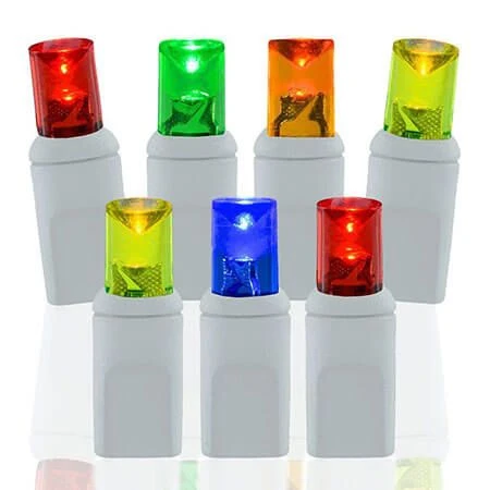 50 Light Multi 5 Mm Wide Angle Conical LED Christmas Lights - White Wire 1 50 Light Multi 5 Mm Wide Angle Conical LED Christmas Lights - White Wire