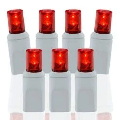 70 Light Red 5 Mm Wide Angle Conical LED Christmas Lights - White Wire