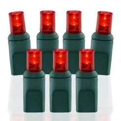 50 Light Red 5 Mm Wide Angle Conical LED Christmas Lights