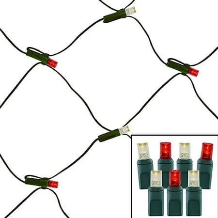 100 Light Warm White & Red 5 Mm Wide Angle Conical LED Net Lights 1 100 Light Warm White & Red 5 Mm Wide Angle Conical LED Net Lights